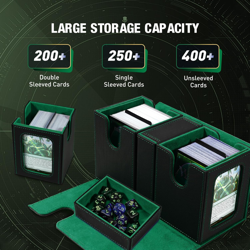 MTG Deck Box, Commander Deck Case Fits 200+ Double-Sleeved Cards, Magnetic Leath - Image 3