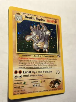 2000 Pokemon TCG Brock's Rhydon 2/132 Gym Heroes Holo Rare Card Vintage WOTC NM - Image 3