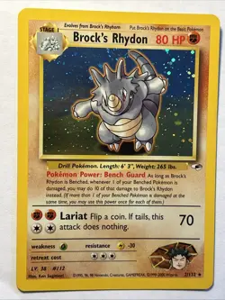2000 Pokemon TCG Brock's Rhydon 2/132 Gym Heroes Holo Rare Card Vintage WOTC NM - Image 1