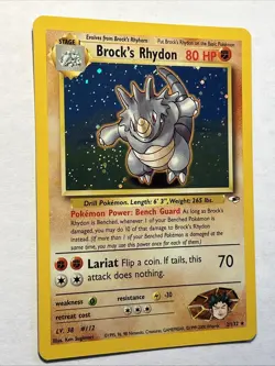 2000 Pokemon TCG Brock's Rhydon 2/132 Gym Heroes Holo Rare Card Vintage WOTC NM - Image 3