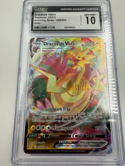 CGC 10 GEM MINT - Pokemon Card - Evolving Skies 059/203 - DRACOZOLT VMAX HOLO - Image 1