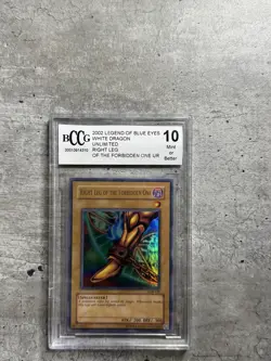 Yugioh Card Right Leg Of The Forbidden One UR BCCG 10 Mint, LOB-123 2002 (1) - Image 1