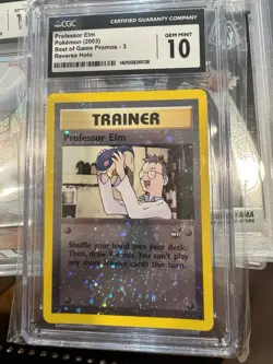 CGC 10 NM-MINT Professor Elm # 3 Best of Game REVERSE HOLO PROMO Pokemon Card - Image 1