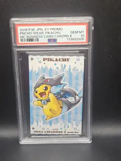 2016 Pokemon Japanese XY Promo Poncho Pikachu Charizard X Business Card PSA 10 - Image 1
