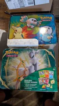 Lot of 2 Sealed Pokemon Spring 2022 Collector Chest, Sealed, Arceus Lunchbox Tin - Image 1