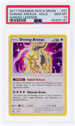 2017 Pokemon Sun and Moon Shining Legends Shining Arceus Holo #57 PSA 10 - Image 1