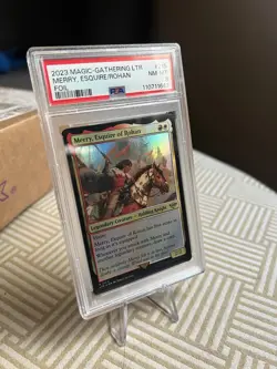 MTG Magic the Gathering LOTR Lord of Rings Foil 215 Merry Esquire of Rohan PSA 8 - Image 1