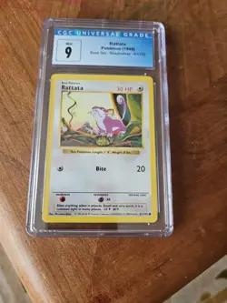 1999 Pokemon Base Set Shadowless Rattata 61/102 CGC 9 MINT Trading Card TCG - Image 1