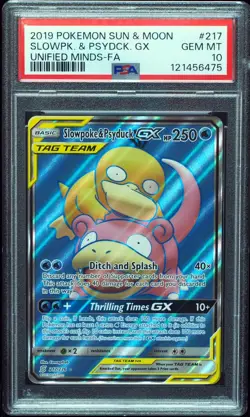 Slowpoke & Psyduck GX 217/236 PSA 10 Unified Minds Pokemon Card - Image 1