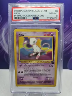 2000 Pokemon Black Star Promo Pokemon League 8 Mew PSA 8 NM-MT! - Image 1
