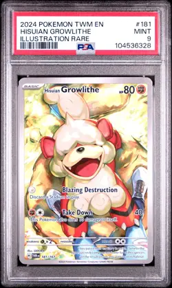 POKEMON PSA 9 2024 SV Twilight Masquerade Hisuian Growlithe 181/167 IR - Image 1