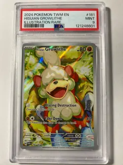 POKEMON PSA 9 2024 SV Twilight Masquerade Hisuian Growlithe 181/167 IR - Image 1