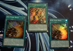 Yugioh R.B. Stage Landing DUAD-EN096 Secret Rare + 2 R.B. Funk Dock Super Rare - Image 1
