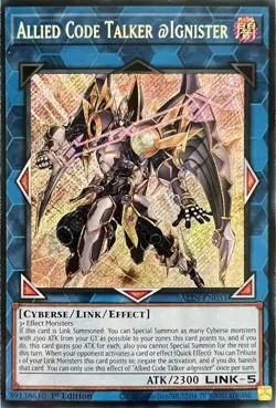 ALIN-EN051 Allied Code Talker @Ignister Secret Rare 1st YuGiOh - Image 1