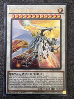 Yugioh Cosmic Quasar Dragon DUNE-EN037 Ultra Rare 1st Edition NM - Image 1