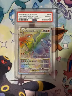 Pokemon TCG Charizard VSTAR Rainbow Rare Card PSA 10 Brilliant Stars 174/172 - Image 1