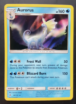Aurorus - 28/131 - Forbidden Light Holo Rare Pokemon TCG Sun Moon - EXC/NM - Image 1