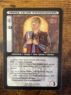 Battletech CCG TCG Card Game Rare Mechwarrior Exp Prince Victor Steiner Davion - Image 1