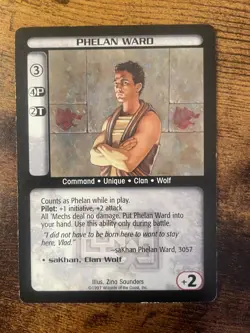Battletech CCG TCG Card Game Rare Mechwarrior Expansion Phelan Ward - Image 1