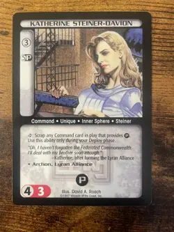 Battletech CCG TCG Card Game Rare Mechwarrior Exp Katherine Steiner-Davion - Image 1