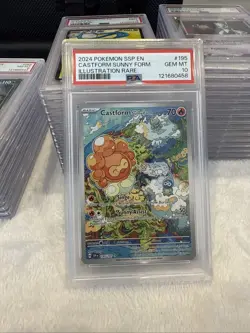 2024 Pokemon SV Surging Sparks SSP EN Castform Sunny Form #195/191 PSA 10 - Image 1