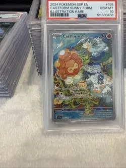 2024 Pokemon SV Surging Sparks SSP EN Castform Sunny Form #195/191 PSA 10 - Image 2