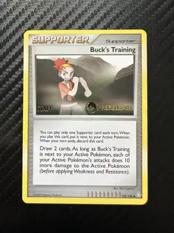 Pokemon Buck's Training 130/146 Legends Awakened Prerelease STAFF Promo LP - Image 1
