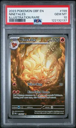 NINETALES PSA 10 POKEMON OBSIDIAN FLAMES ILLUSTRATION RARE #199 2023 - Image 1