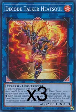 3X Yugioh Decode Talker Heatsoul RA01-EN048 Secret Rare 1st Edition NM - Image 1