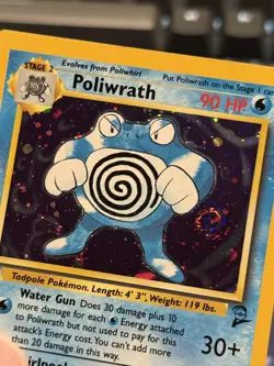 SWIRL Poliwrath 15/130 Holo Rare Base Set 2 - Pokemon Card WOTC - LP - Image 1