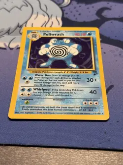 SWIRL Poliwrath 15/130 Holo Rare Base Set 2 - Pokemon Card WOTC - LP - Image 2