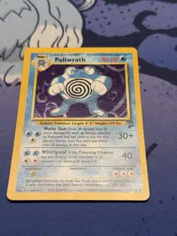 SWIRL Poliwrath 15/130 Holo Rare Base Set 2 - Pokemon Card WOTC - LP - Image 3