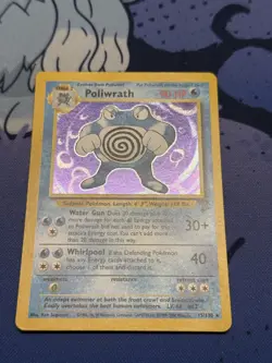 SWIRL Poliwrath 15/130 Holo Rare Base Set 2 - Pokemon Card WOTC - LP - Image 4