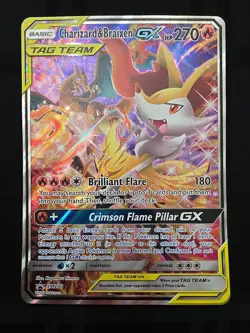 Charizard & Braixen GX JUMBO Oversized Card SM230 Tag Team Promo Pokemon Black - Image 1