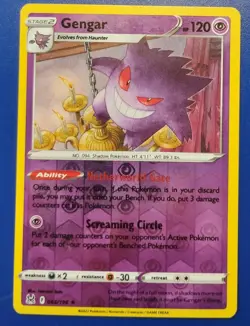 Pokemon Gengar Reverse Holo Rare Card 066/196 Lost Origin NM+ Condition - Image 1