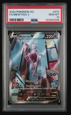 Pokemon Go Mewtwo V Full Art Holo Ultra Rare Card 072/078 Pokemon TCG PSA 10 GM - Image 1