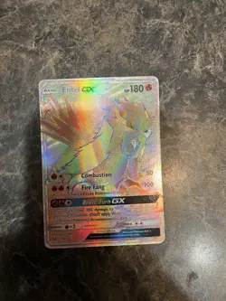 Pokemon Entei GX TCG Shining Legends Holo Card 74/73 Secret Hyper Rainbow Rare - Image 1