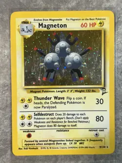 Magneton 009/130 Pokemon TCG Vintage Base Set 2 Holo Rare Card (Moderate Play) - Image 1