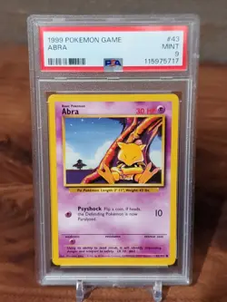 1999 POKEMON GAME BASE SET #43 ABRA PSA 9 MINT - Image 1