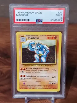 1999 POKEMON GAME BASE SET 34 MACHOKE PSA 9 MINT - Image 1