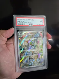2023 Pokemon Mew En Machoke Illustration Rare 177/165 PSA9 - Image 1