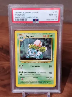 PSA 9 Base Set Unlimited 4th Print Ivysaur 30/102 Pokemon Cards 1999-2000 - Image 1