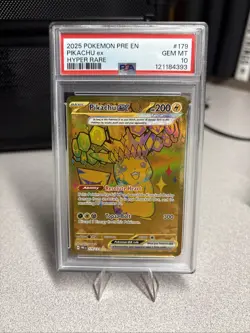 Pokemon 2025 Pre-Prismatic Evolutions Hyper Rare #179 Pikachu EX PSA 10 - Image 1