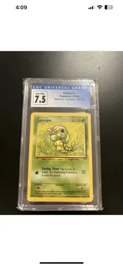 CGC 7.5 Caterpie Pokemon Card Base Set Unlimited 1999 - Image 1