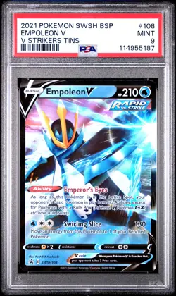 2021 POKEMON SWSH BLACK STAR PROMO V STRIKERS TINS #108 EMPOLEON V PSA 9 - Image 1