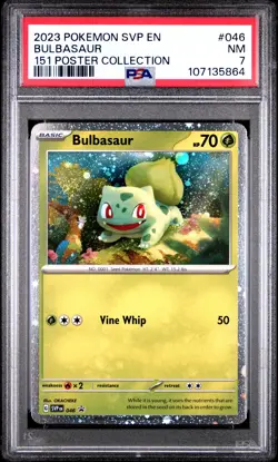 2023 POKEMON SVP EN-SV BLACK STAR PROMO 151 POSTER COLL #046 BULBASAUR PSA 7 - Image 1