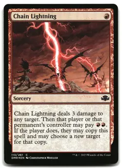 MTG Chain Lightning FOIL C Dominaria Remastered 113 LP - Image 1
