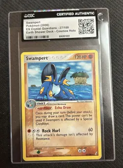 2006 Pokemon EX Crystal Guardians Earth Shower Cosmos Holo Swampert #27 CGC AUTH - Image 1