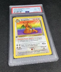 Original PSA 8 First Edition Dragonite Non-Holo Pokemon Card Fossil Set NM-MT - Image 2