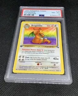 Original PSA 8 First Edition Dragonite Non-Holo Pokemon Card Fossil Set NM-MT - Image 3